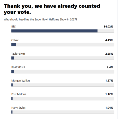 Calling All ARMY: Rally Your Votes for BTS in the Super Bowl Halftime Poll!